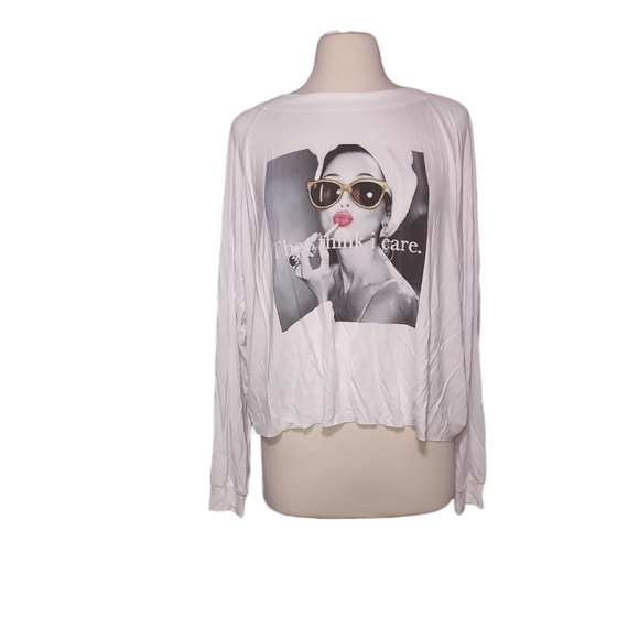 Hippie Beach  Bum Tops - Hippie Beach Bum Shirt Top L Cropped Long Sleeve Woman Sustainable Casua…